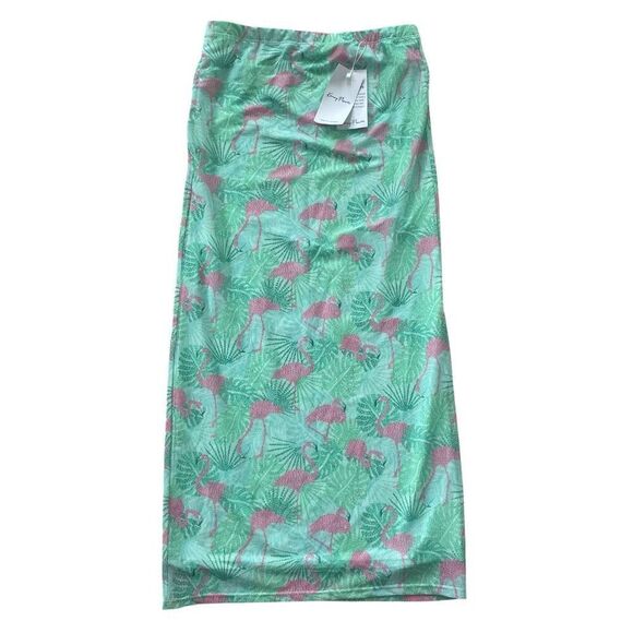 New Kenny Flowers The Sunshine State Flamingos Pull On Maxi Skirt size Medium - Picture 1 of 4